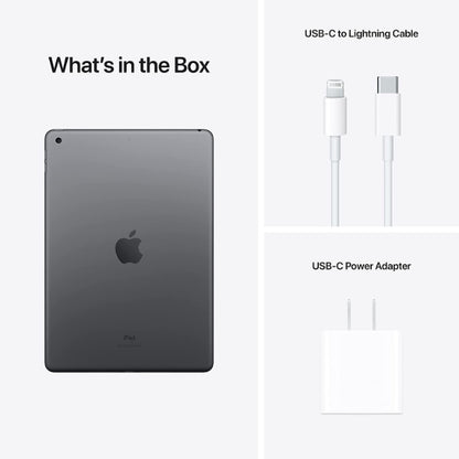 Image showcasing the contents of the iPad 9th Gen box. The box includes the iPad 9th Gen tablet, charging cable, power adapter, user manual, and additional accessories, ensuring users have everything they need to start using their new device.