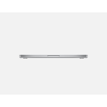 Closed view of the Apple MacBook Pro, showcasing its sleek and minimalist design. The laptop is shown with its lid closed, highlighting its aluminum enclosure and iconic Apple logo on the back.