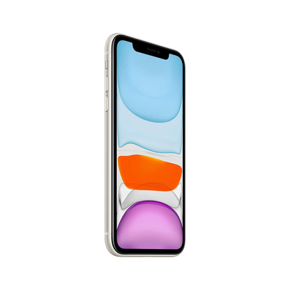 Front profile image of the iPhone 11, showcasing its edge-to-edge display and sleek design. The phone is displayed facing forward, highlighting its minimal bezels and vibrant screen.