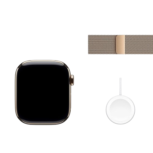 Apple Watch Series 10 GPS + Cellular 42mm Gold Titanium Case with Gold Milanese Loop