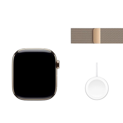 Apple Watch Series 10 GPS + Cellular 42mm Gold Titanium Case with Gold Milanese Loop