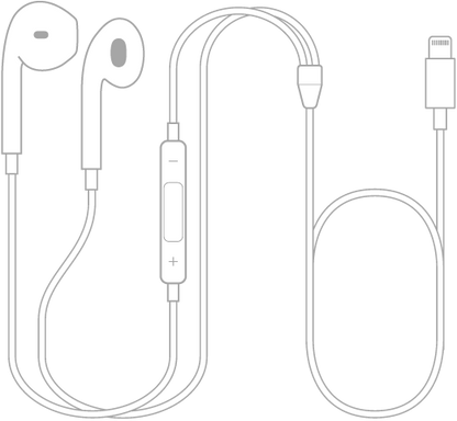 Image of the wire of the Apple EarPods with Lightning Connector, showing its white color and Lightning connector at the end. The wire is neatly arranged, highlighting its flexibility and durability.