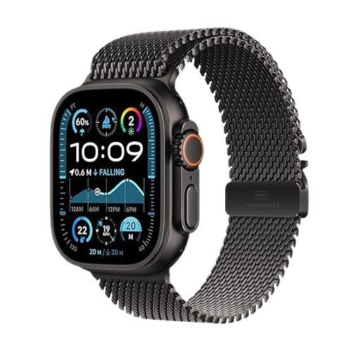 Apple Watch Ultra 2 (GPS + Cellular) , 49mm ,Black Titanium Case with Black Titanium Milanese Loop , Small/Medium/Large