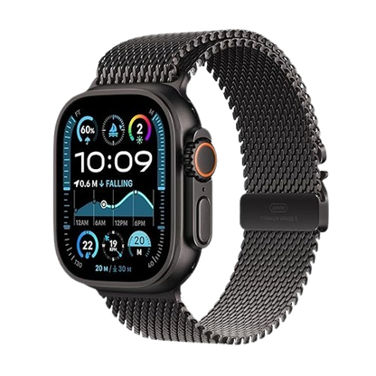 Apple Watch Ultra 2 (GPS + Cellular) , 49mm ,Black Titanium Case with Black Titanium Milanese Loop , Small/Medium/Large