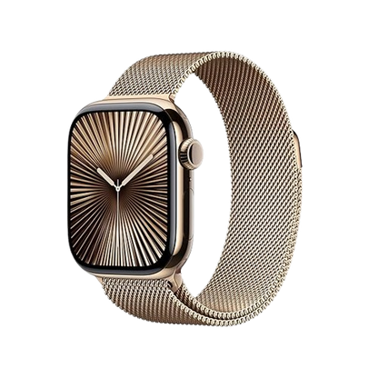 Apple Watch Series 10 GPS + Cellular 42mm Gold Titanium Case with Gold Milanese Loop