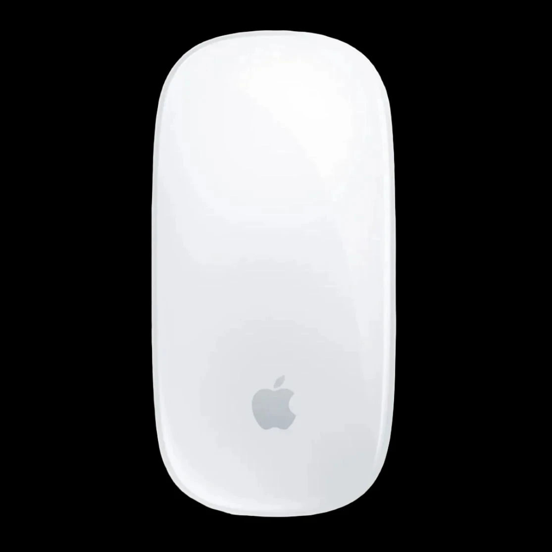 Image of the Apple Magic Mouse, showcasing its sleek and minimalist design. The mouse is shown against a white background, highlighting its smooth surface, curved shape, and multi-touch surface for intuitive navigation at icrescent apple store in chandigarh.