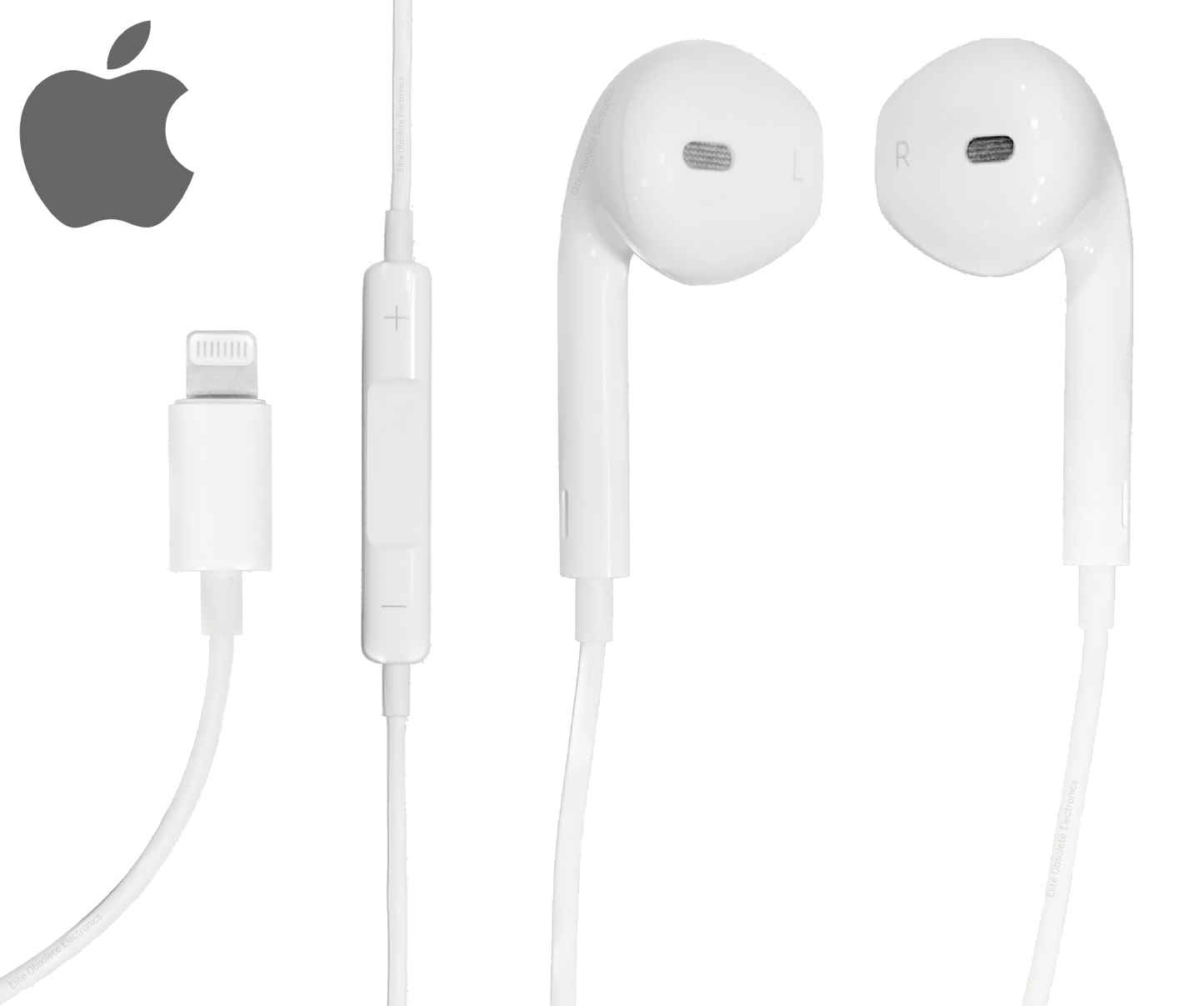 Close-up image of the microphone on the Apple EarPods with Lightning Connector, showing its small size and precise placement. The microphone is positioned on the wire of the earphones, allowing for clear voice capture during calls and voice commands.