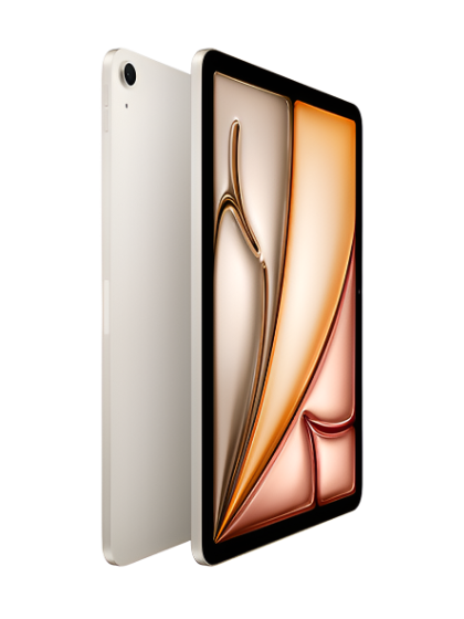 The image displays Apple's newly launched iPad Air equipped with the advanced M2 chip. The iPad Air is shown with a sleek and modern design, featuring a vibrant, high-resolution display that highlights its clarity and color accuracy. This model emphasizes Apple's commitment to combining cutting-edge technology with elegant aesthetics via iCrescent Apple store in Chandigarh