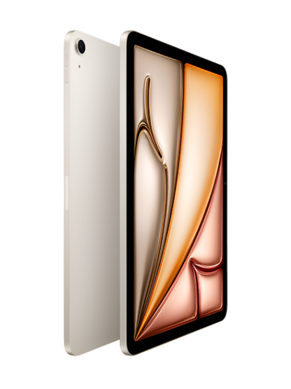 The image displays Apple's newly launched iPad Air equipped with the advanced M2 chip. The iPad Air is shown with a sleek and modern design, featuring a vibrant, high-resolution display that highlights its clarity and color accuracy. This model emphasizes Apple's commitment to combining cutting-edge technology with elegant aesthetics via iCrescent Apple store in Chandigarh